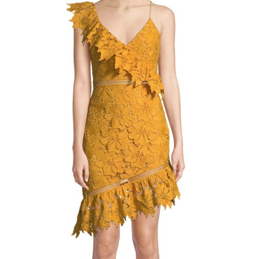 SAYLOR Sophia Elegant Mustard Lace Dress